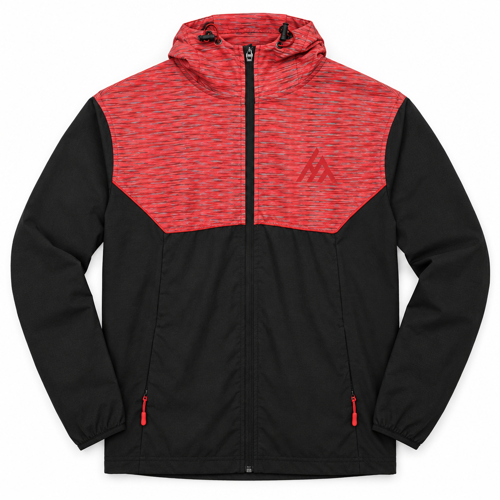 Active Tech Tracksuit Top Black Red